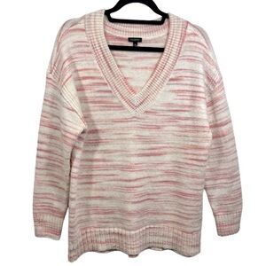 Talbots V-Neck Striped‎ Pullover Sweater Pink Multi Size Large Cozy Feminine
